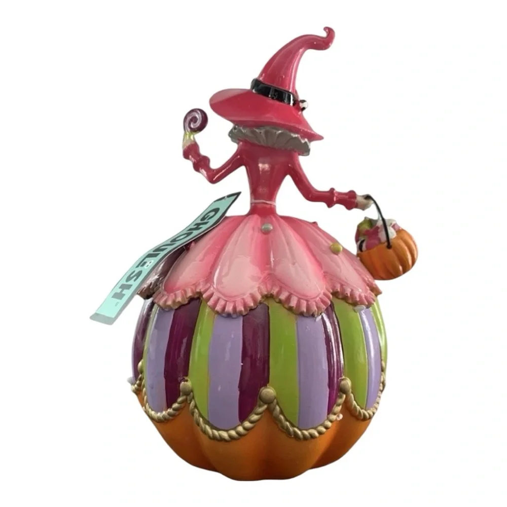 GHOULISH Whimsical HALLOWEEN Witch Figurine Candy Lollipop Pumpkin Decor 🍭🎃